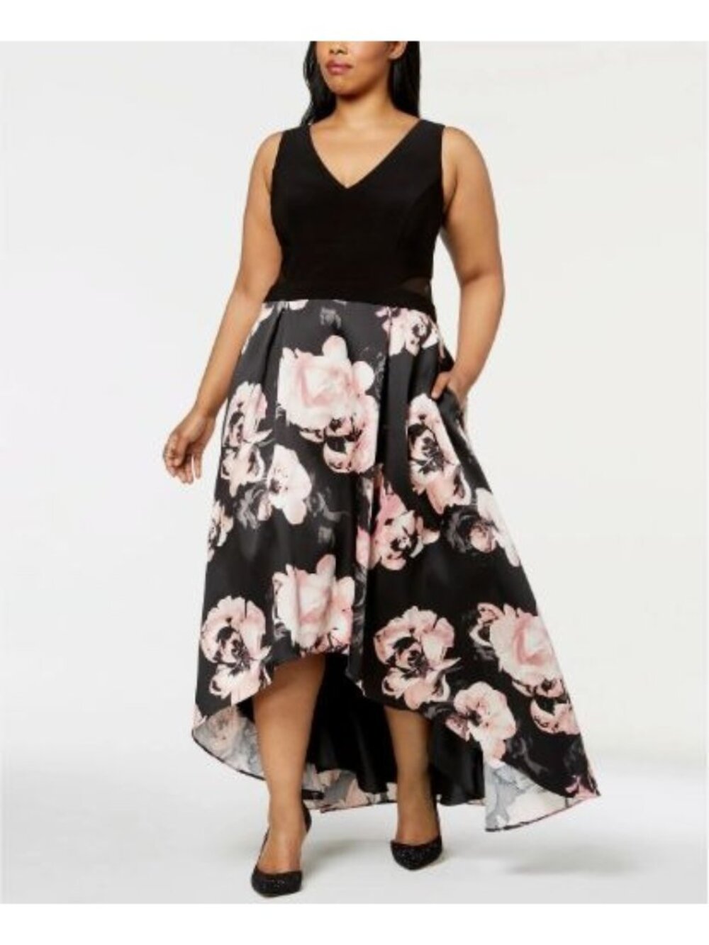 Xscape Formal Dress 12 Halter Asymmetric Cutouts Detachable Bustle HOCO Prom